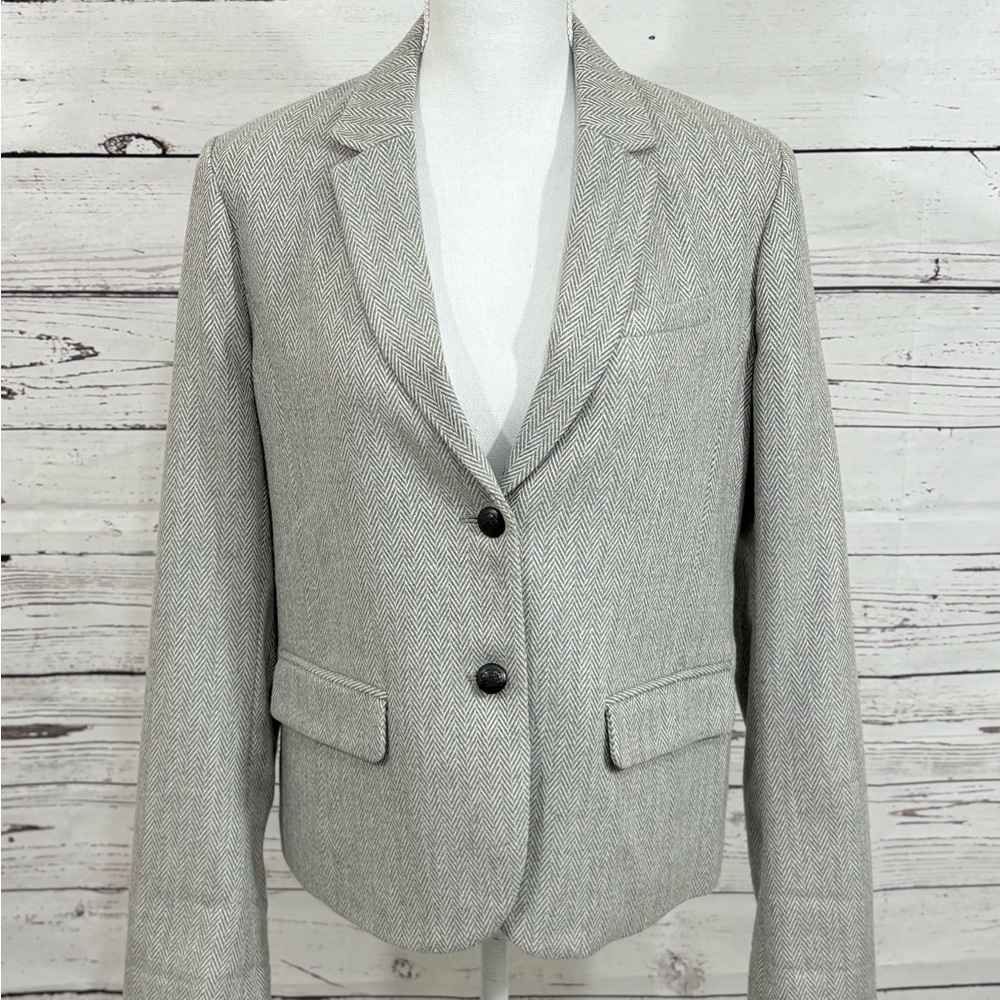 Gap The Academy Wool Blazer in Grey Herringbone NWOT in Size 12